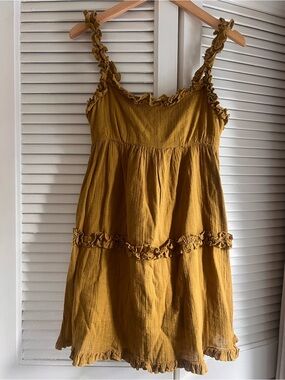 Urban Outfitters Girls' Mustard Ruffle Tiered Dress
